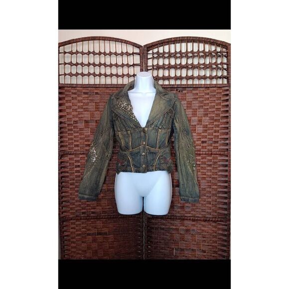Y2K Distressed Jean Jacket - Picture 1 of 2